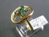 ESTATE .22CT DIAMOND & AAA EMERALD 14KT WHITE & YELLOW GOLD 3D OVAL FUN RING