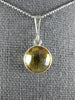 ESTATE 4.0CT AAA CITRINE 14KT WHITE GOLD EXTRA FACET ROUND CLASSIC BEZEL PENDANT