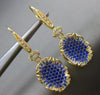 ESTATE LARGE 2.26CT DIAMOND & SAPPHIRE 18K YELLOW GOLD 3D OVAL FILIGREE EARRINGS