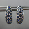 ESTATE WIDE 1.50CT AAA SAPPHIRE 14KT WHITE GOLD 3D CLASSIC PAVE HUGGIE EARRINGS
