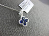 ESTATE .88CT DIAMOND & AAA SAPPHIRE 18K WHITE GOLD 3D CLOVER FLOWER LOVE PENDANT
