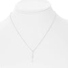ESTATE .14CT DIAMOND 14K WHITE GOLD 3D GEOMETRIC PAVE BAR DROP LOVE NECKLACE