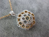 ESTATE .99CT DIAMOND 18K TRI COLOR GOLD CIRCULAR DOME SHAPE FLOWER PAVE PENDANT