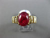 ANTIQUE LARGE 5.70CT DIAMOND & AAA CABOCHON RUBY 14K YELLOW GOLD ENGAGEMENT RING