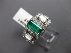 ANTIQUE 2.19CT DIAMOND & AAA EMERALD 14KT WHITE GOLD 3D ENGAGEMENT RING #16061