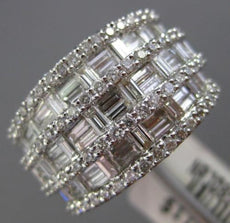 ESTATE LARGE 2.67CT DIAMOND 18K WHITE GOLD 3D MULTI ROW WEDDING ANNIVERSARY RING