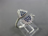 ESTATE WIDE .38CT DIAMOND & AAA SAPPHIRE 14KT WHITE GOLD MULTI SHAPE PAVE RING