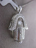 ESTATE LARGE .50CT DIAMOND 14KT WHITE GOLD 3D SOLITAIRE FLOATING CHAMSA PENDANT