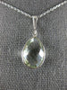 ESTATE 5.0CT AAA GREEN AMETHYST 14KT WHITE GOLD TEAR DROP CLASSIC BEZEL PENDANT