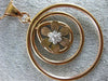 EXTRA LARGE .22CT DIAMOND 18K ROSE GOLD 3D CIRCULAR MATTE & SHINY FLOWER PENDANT