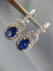 ESTATE 2.58CT DIAMOND & AAA SAPPHIRE 14KT WHITE GOLD OVAL HALO HANGING EARRINGS