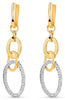 ESTATE .48CT DIAMOND 18KT TWO TONE GOLD 3D CLASSIC LOVE OVAL HANGING EARRINGS
