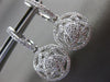 ESTATE LARGE .7CT DIAMOND 14K WHITE GOLD CIRCULAR FLOWER HUGGIE HANGING EARRINGS
