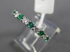 ESTATE .74CT DIAMOND & AAA EMERALD 18K WHITE GOLD SEMI ETERNITY ANNIVERSARY RING