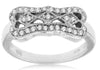 ESTATE .27CT DIAMOND 14KT WHITE GOLD 3D FILIGREE MILGRAIN BOW ANNIVERSARY RING