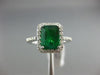 WIDE 1.92CT DIAMOND & AAA EMERALD 14KT WHITE GOLD FILIGREE HALO ENGAGEMENT RING