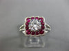 ESTATE 1.67CT DIAMOND & AAA RUBY 14KT WHITE GOLD 3D SQUARE HALO ENGAGEMENT RING