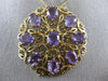ANTIQUE VICTORIAN 14CT AAA AMETHYST 14KT YELLOW GOLD FLOWER PIN BROOCH #19164