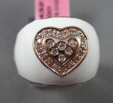 ESTATE WIDE .20CT DIAMOND 14KT ROSE GOLD ETOILE ITALIAN HEART ENAMEL FUN RING