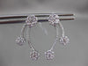 ESTATE LARGE 1.15CT DIAMOND 14KT WHITE GOLD FLOATING FLORAL SEMI MOON EARRINGS