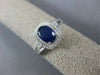 ESTATE WIDE 1.10CT DIAMOND & AAA SAPPHIRE 14K WHITE GOLD 3D HALO ENGAGEMENT RING