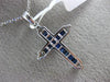 ESTATE .79CT ROUND DIAMOND & AAA PRINCESS SAPPHIRE 18K WHITE GOLD CROSS PENDANT