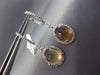 ESTATE 5.91CT DIAMOND & AAA SMOKY TOPAZ 14K WHITE GOLD 3D HALO HANGING EARRINGS