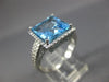 ESTATE LARGE 8.0CT AAA BLUE TOPAZ 14KT WHITE GOLD SOLITAIRE FILIGREE RING #26572
