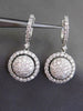 ESTATE LARGE 2.72CT DIAMOND 18KT WHITE GOLD CIRCULAR DOME HALO HANGING EARRINGS