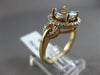 WIDE 2.02CT DIAMOND & AQUAMARINE 14KT YELLOW GOLD 3D HALO ROUND ENGAGEMENT RING