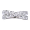 ESTATE .55CT DIAMOND 18K WHITE GOLD 3D CRISS CROSS TWO ROW PAVE LOVE FUN RING
