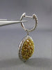 ESTATE LARGE 3.03CT INTENSE FANCY YELLOW DIAMOND 18K GOLD ROUND HANGING EARRINGS