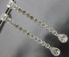 ESTATE LARGE 1.35CT DIAMOND 14K WHITE GOLD 3D TEAR DROP HANGING EARRINGS #25920