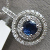 ESTATE .96CT DIAMOND & AAA SAPPHIRE 14KT WHITE GOLD DOUBLE HALO ROUND PENDANT