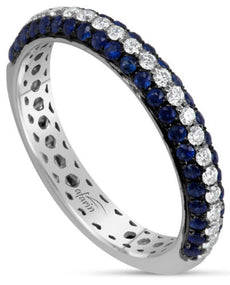 .70CT DIAMOND & AAA SAPPHIRE 18KT WHITE & BLACK GOLD 3D WEDDING ANNIVERSARY RING