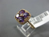 ESTATE 1.17CT DIAMOND & AAA AMETHYST 14KT ROSE GOLD 3D SQUARE FLOWER LOVE RING