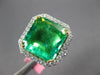 ESTATE EXTRA LARGE 6.21CT DIAMOND & AAA EMERALD 18KT 2 TONE GOLD ENGAGEMENT RING