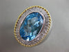 ESTATE 10.72CT DIAMOND & AAA BLUE TOPAZ 14K WHITE & YELLOW GOLD 3D OVAL FUN RING