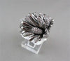 ANTIQUE WIDE FILIGREE FLOWER 3D 1.55CT DIAMOND 18KT BLACK AND WHITE GOLD RING