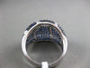 ESTATE WIDE 2.43CT DIAMOND & AAA SAPPHIRE 14KT WHITE GOLD 3D PAVE MULTI ROW RING