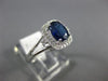ESTATE WIDE 1.10CT DIAMOND & AAA SAPPHIRE 14K WHITE GOLD 3D HALO ENGAGEMENT RING