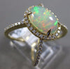 ESTATE EXTRA LARGE 8.53CT DIAMOND & AAA OPAL 14KT ROSE GOLD TEAR DROP HALO RING