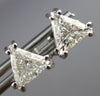 ESTATE 1.09CT DIAMOND 14KT WHITE GOLD 3D CLASSIC TRILLION STUD EARRINGS #25969