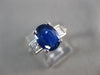 ESTATE LARGE 3.70CT DIAMOND & AAA SAPPHIRE 18K WHITE GOLD ENGAGEMENT RING #26284
