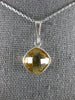 ESTATE 5.0CT AAA CITRINE 14K WHITE GOLD CUSHION CLASSIC BEZEL PENDANT WITH CHAIN
