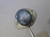 ESTATE LARGE 5.16CT DIAMOND & AAA STAR SAPPHIRE 18K WHITE GOLD MEN'S RING #26457