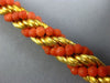 ANTIQUE WIDE & LONG CORAL 18KT YELLOW GOLD 3D SWIRL HANDCRAFTED ROPE BRACELET