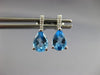 ESTATE 2.02CT DIAMOND & AAA BLUE TOPAZ 14K WHITE GOLD TEAR DROP HANGING EARRINGS