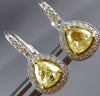 2.44CT WHITE & FANCY YELLOW DIAMOND 18KT 2 TONE GOLD LEVERBACK HANGING EARRINGS