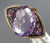 ESTATE LARGE 10.83CT DIAMOND & AAA PINK AMETHYST 14KT WHITE GOLD 3D FLOWER RING